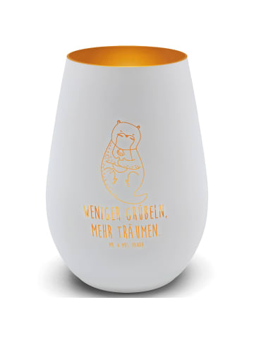 Mr. & Mrs. Panda Kerzenhalter Otter Muschel mit Spruch in Weiß