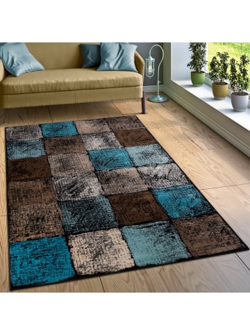 KADIMA DESIGN Teppich Kurzflor Karo Wohnzimmer in Braun