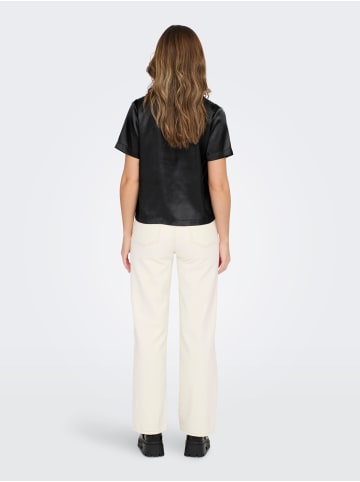 JACQUELINE de YONG Elegante Hemd Bluse Glänzendes Satin Shirt mit Knöpfen in Schwarz