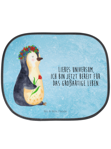 Mr. & Mrs. Panda sonnenschutz Pinguin Blumen mit Spruch in Eisblau
