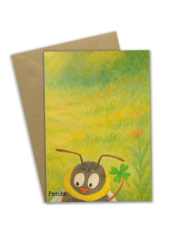 Mr. & Mrs. Panda Glückwunschkarte Hummeln Kleeblatt Design ohne ... in Weiß