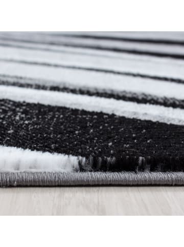 KADIMA DESIGN Teppich Kurzflor Waschbar Wellen DRAU Strapazierfähig OEKO-TEX in Schwarz