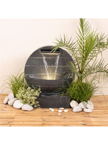 MARELIDA Gartenbrunnen mit Wasserfall und LED Beleuchtung H: 59cm in anthrazit