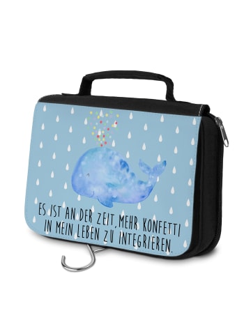 Mr. & Mrs. Panda beauty case Wal Konfetti mit Spruch in Blau Pastell