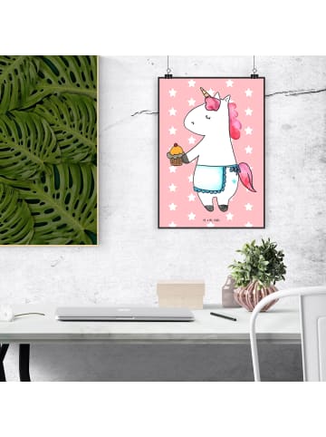 Mr. & Mrs. Panda Plakat Einhorn Muffin ohne Spruch in Rot Pastell