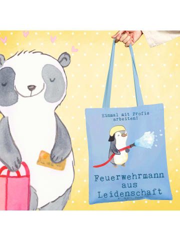 Mr. & Mrs. Panda Tragetasche Feuerwehrmann Leidenschaft mit Spruch in Sky Blue