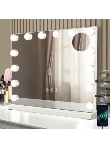 ZMH Schminkspiegel mit Beleuchtung in Nickel 14-flammige Leuchtmittel L 50* H 40 cm