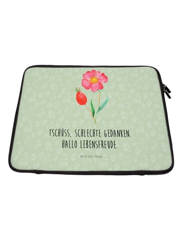 Mr. & Mrs. Panda Laptop Hülle Blume HageRundunge mit Spruch in Blattgrün