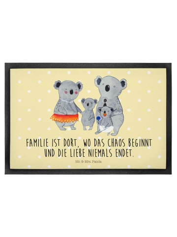 Mr. & Mrs. Panda Schmutzfangmatte Koala Familie mit Spruch in Gelb Pastell