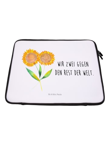 Mr. & Mrs. Panda Notebook Tasche Blume Sonnenblume mit Spruch in Weiß