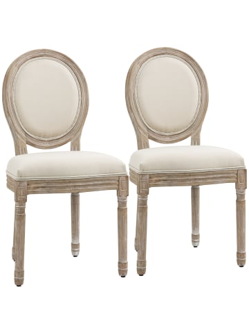 HOMCOM Esszimmerstuhl-49B x 56T x 96H cm-Cremeweiß+Natur