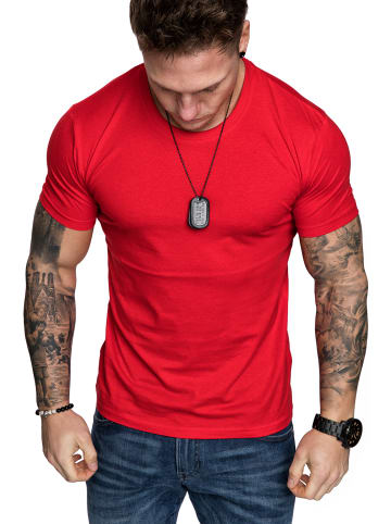 Amaci&Sons Basic T-Shirt mit Rundhalsausschnitt LANCASTER in Rot