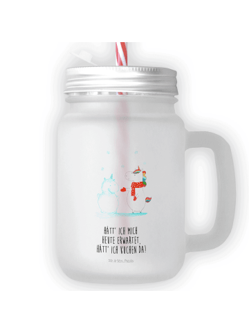 Mr. & Mrs. Panda Trinkbecher Einhorn Schneemann mit Spruch in Transparent