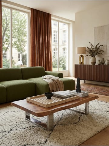 KADIMA DESIGN Massiver Akazienholz Couchtisch, Landhausstil, stabile Metallbeine