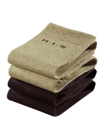 H.I.S Socken in 2x braun-beige, 2x braun