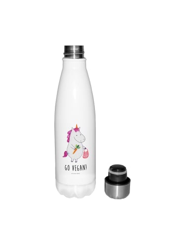 Mr. & Mrs. Panda Thermosflasche Einhorn Vegan mit Spruch in Weiß
