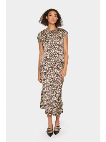 SAINT TROPEZ Kurzarm-Bluse ZoviSZ Gerade Passform in Black Reg Leo