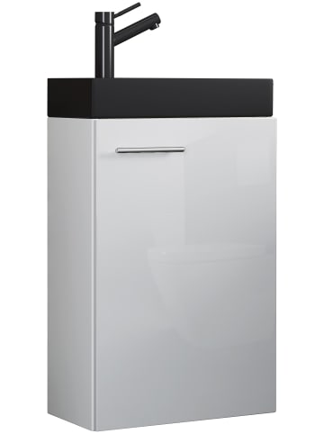 VCM  2-tlg Waschtisch Slito Toilette schmal Schwarz in Weiß