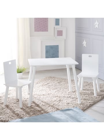 roba Holz Sitzgruppe für Kinder, Tisch & 2 Stühle, weiß lackiert