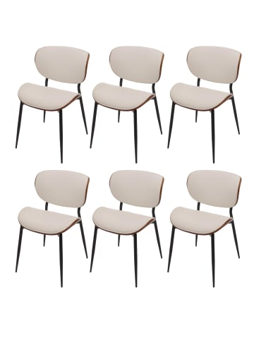 MCW 6er-Set Esszimmerstuhl O45, Walnuss-Optik, weiß