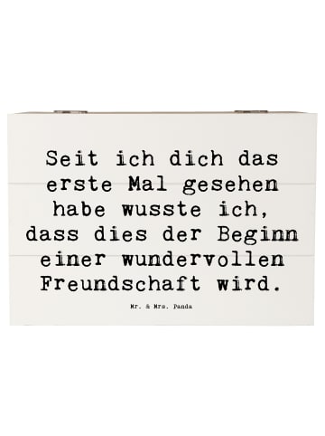 Mr. & Mrs. Panda Kiste Spruch Neue Freunde finden mit Spruch in Weiß