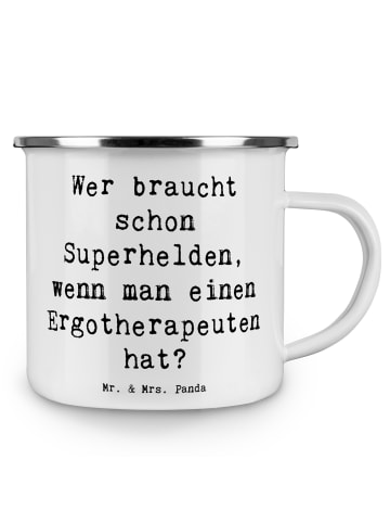 Mr. & Mrs. Panda Blechtasse Spruch Ergotherapeut Held mit Spruch in Weiß