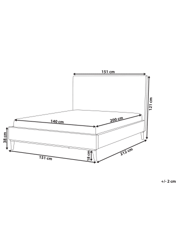 Beliani Doppelbett BAYONNE in Grau/Braun - (W) 151 x (H) 121 x (L) 212 cm