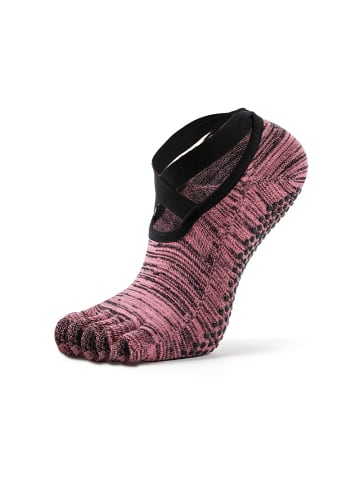 MUNADUNA Yoga-/Pilates-Zehensocken X-Cross-Band mit offenen Zehen–Melange in Rosa