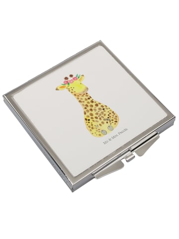 Quadratischer Spiegel Giraffe Blumenkranz ohne ... in Weiß