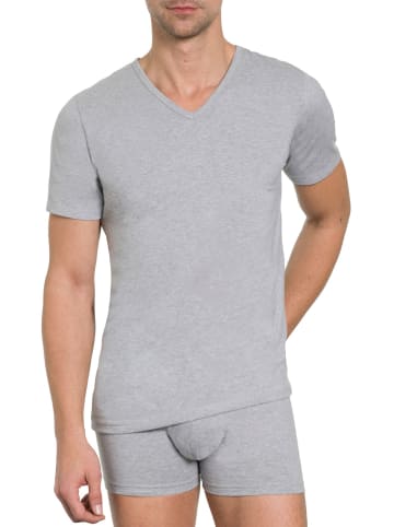 Haasis Bodywear 2er-Set: Shirt V-Ausschnitt in graumeliert