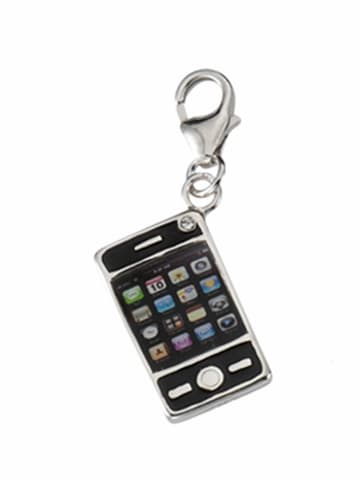 Adeliás 925 Silber Charms Anhänger Handy mit Zirkonia in silber