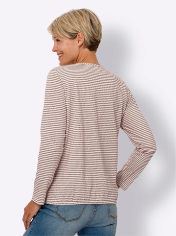 Sieh an! Langarm-Shirt in rotbraun-champagner-gestreift
