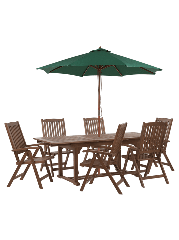 Beliani 8-tlg Gartentisch Set AMANTEA in Braun/Grün