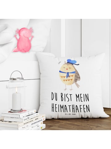 Mr. & Mrs. Panda Kissen 40x40 Eule Matrose mit Spruch in Weiß