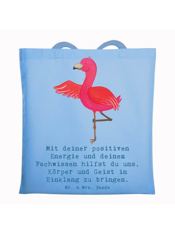 Mr. & Mrs. Panda Tragetasche Yoga Trainerin Harmonie mit Spruch in Sky Blue