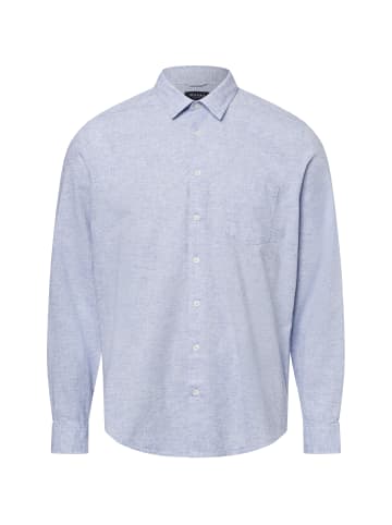 März Freizeithemd mit Leinen-Anteil in hellblau weiß