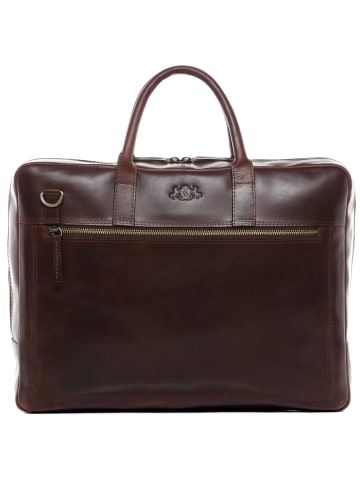 SID & VAIN Leder-Laptoptasche 15" echt Leder Aktentasche 15 Zoll Laptop Fach braun in braun