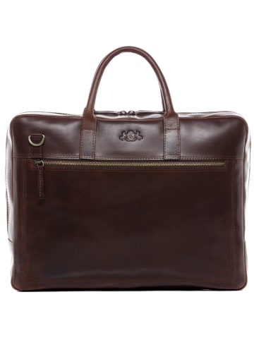 SID & VAIN Leder-Laptoptasche 15" Leder Businesstasche Unisex DIXON in braun