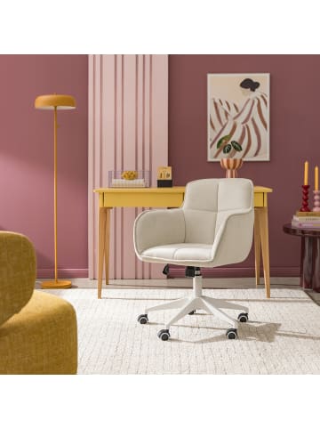 home24 Bürodrehstuhl BAGALAY in Creme / Weiß