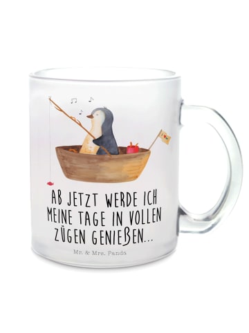 Mr. & Mrs. Panda Teetasse Pinguin Angelboot mit Spruch in Transparent