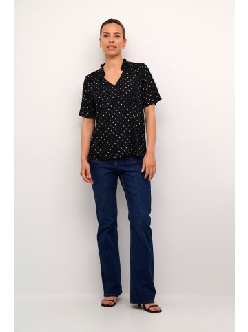 Kaffe Kurzarm-Bluse KAtina Regular fit in Black/Chalk Dot