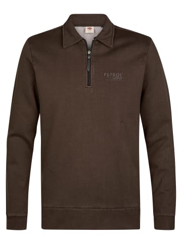 Petrol Industries Polo-Pullover mit Reißverschluss millhall in Braun