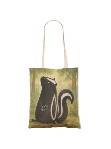 Mr. & Mrs. Panda Shopper-Tasche Stinktier Sitzen Design ohne Spruch in Weiß