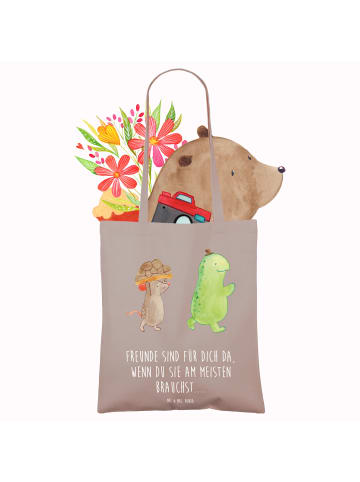 Mr. & Mrs. Panda Jutebeutel Schildkröte Maus mit Spruch in Braun Pastell