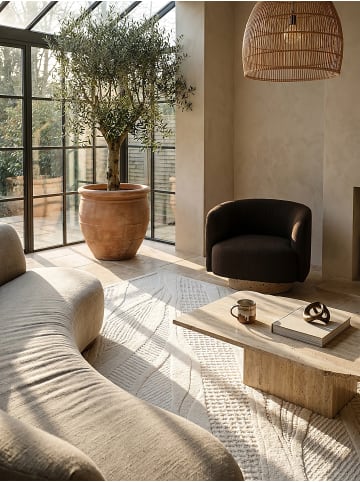 KADIMA DESIGN Teppich Wolle Handgetuftet CARVE Abstrakt Wohnzimmer Modern Wohnlich in Natur