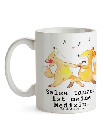 Mr. & Mrs. Panda Teetasse Füchse Salsa tanzen mit Spruch in Weiß