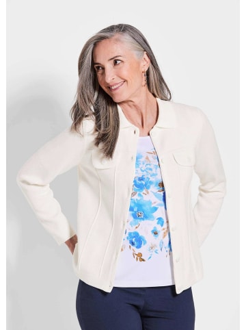 GOLDNER Baumwoll-Cardigan in Jeansoptik in cremeweiß