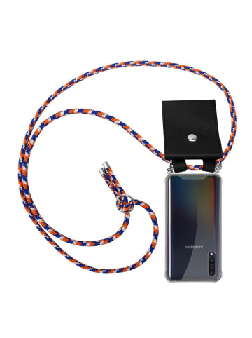 cadorabo Handykette für Samsung Galaxy A50 4G / A50s / A30s Hülle in ORANGE BLAU WEIß