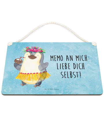 Mr. & Mrs. Panda Schild Pinguin Kokosnuss mit Spruch in Eisblau