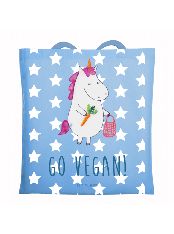 Mr. & Mrs. Panda Tragetasche Einhorn Vegan mit Spruch in Sky Blue